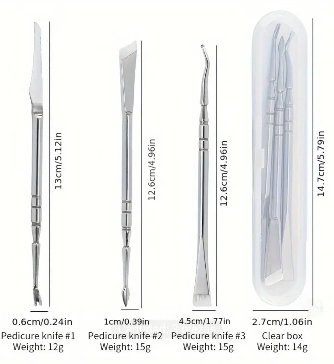 Set Profesional de Cuchillas para Pedicura / Quiropodia (3 Piezas + Estuche)